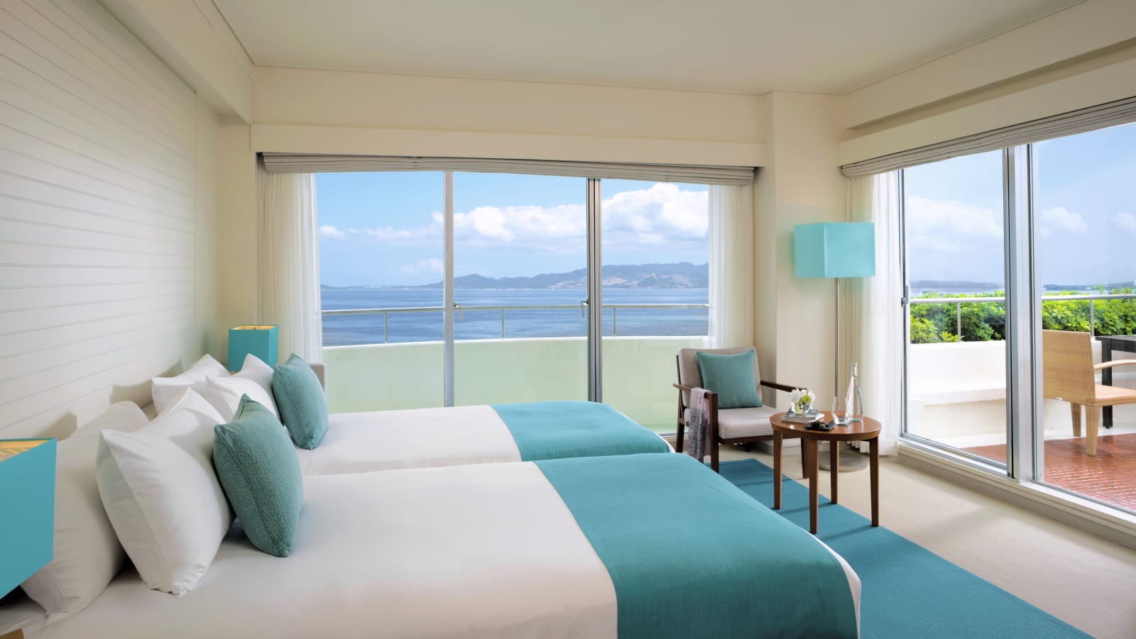Corner room with windows on two elevations and a large private terrace