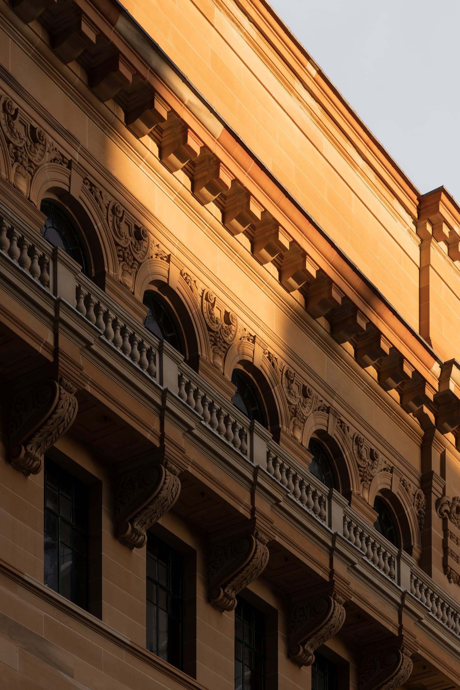 Sandstone facade detail at Capella Sydney