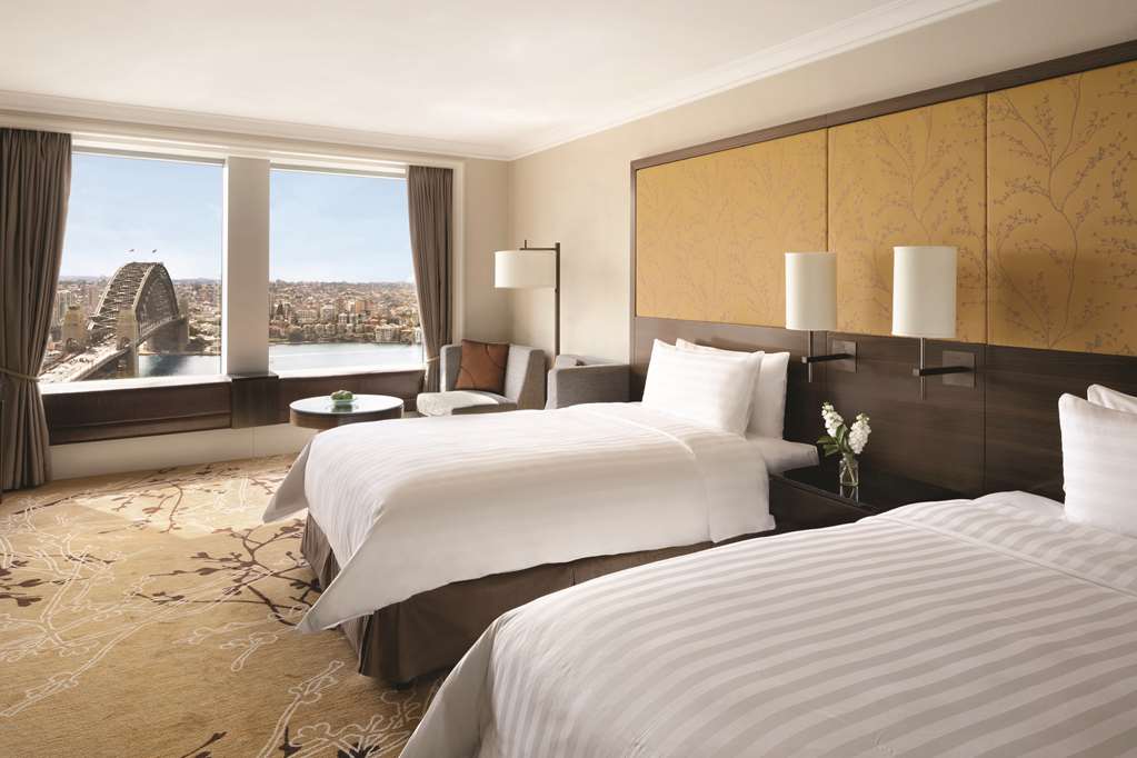 Marble bathroom and in-room amenities at Shangri-La Sydney