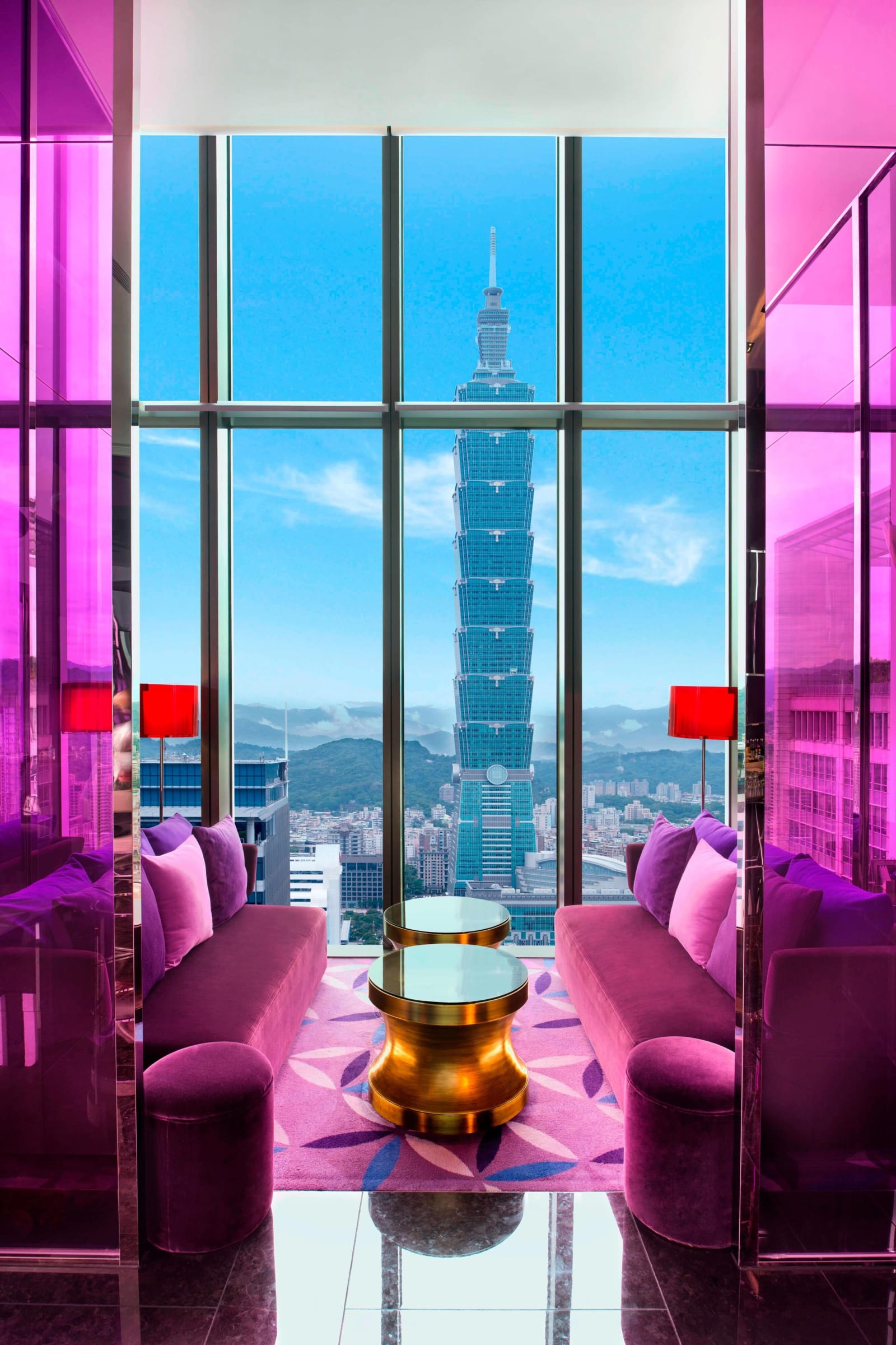The view of Taipei 101 from YEN Bar on floor 31