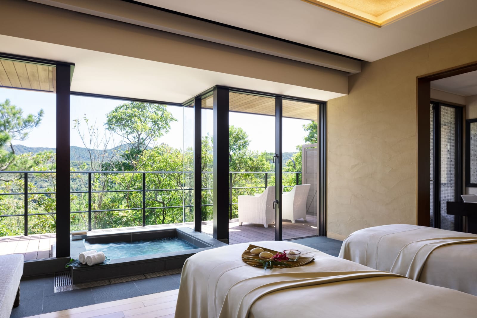 Spa suite with treatment space and private bath