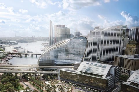 W Sydney 外觀，達令港畔 The Ribbon 曲面大樓
