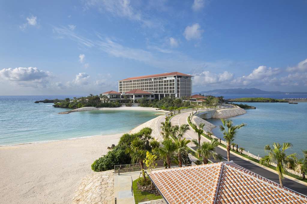 Exterior of Hyatt Regency Seragaki Island Okinawa, low horizontal massing along the shoreline