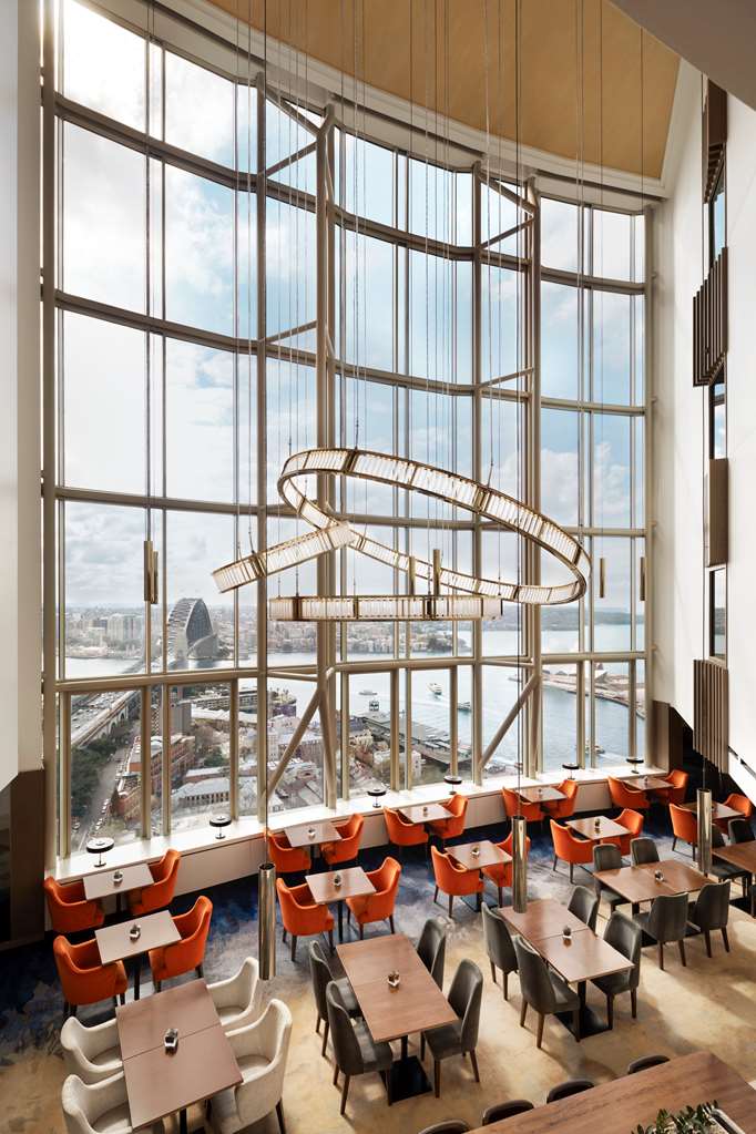 A bar and lounge space at Shangri-La Sydney