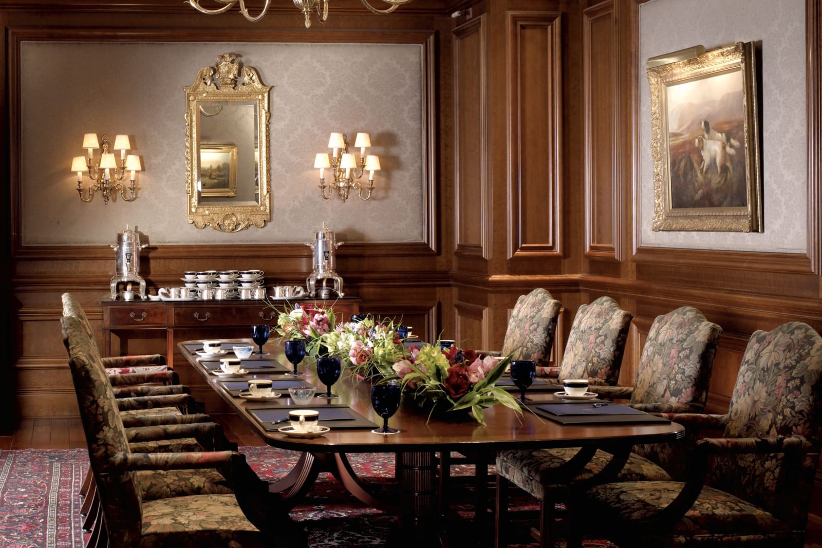 Boardroom, a formal meeting room in dark wood